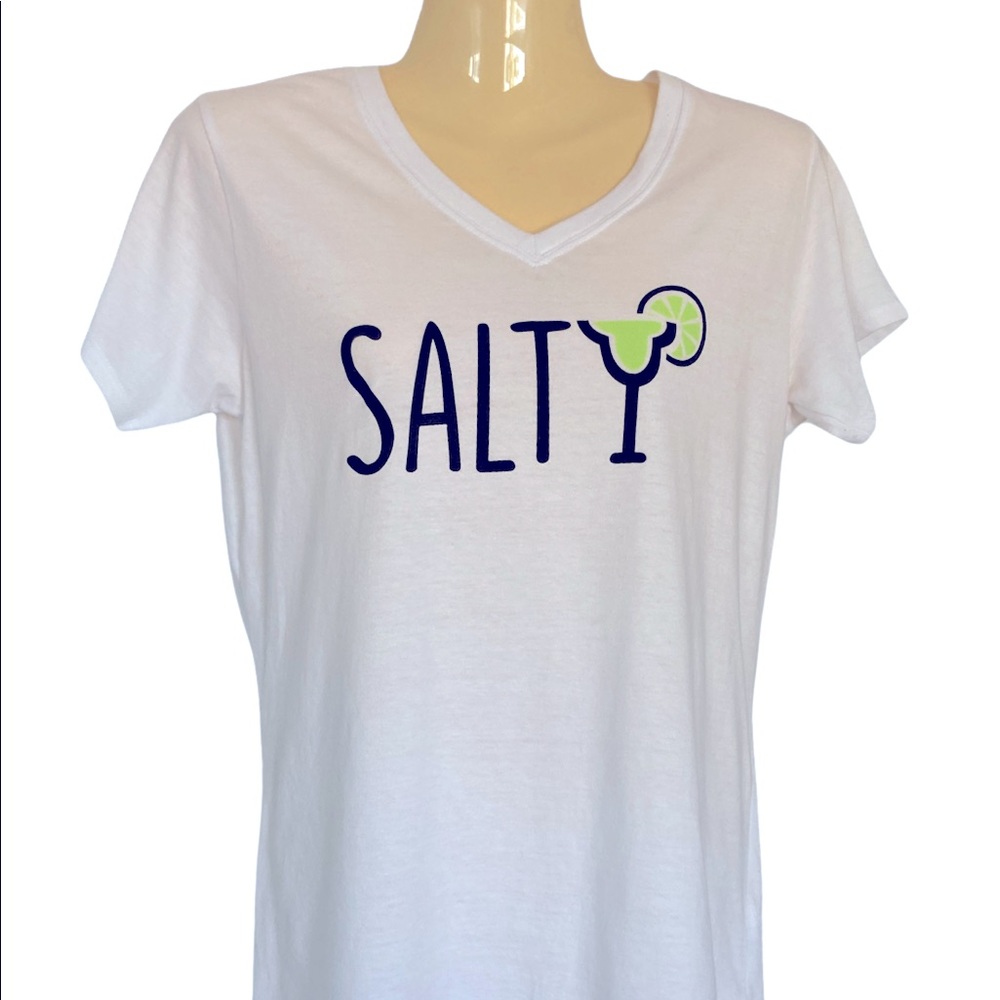 Salty Margarita Tee Shirt Top V-Neck Short Sleeve 30A Sustainable Fabric Small